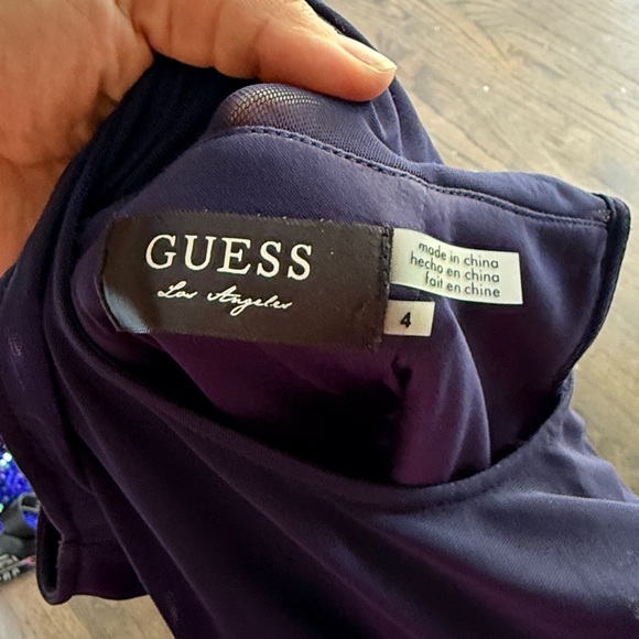 Elegant sheer dark navy blue Sleeveless Dress - Picture 5 of 5